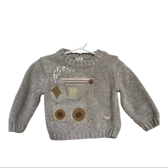 Sarah Louise Sweater Boys Toddler  Beige Train Cotton Knit Jumper 12 Months flaw - Picture 1 of 8